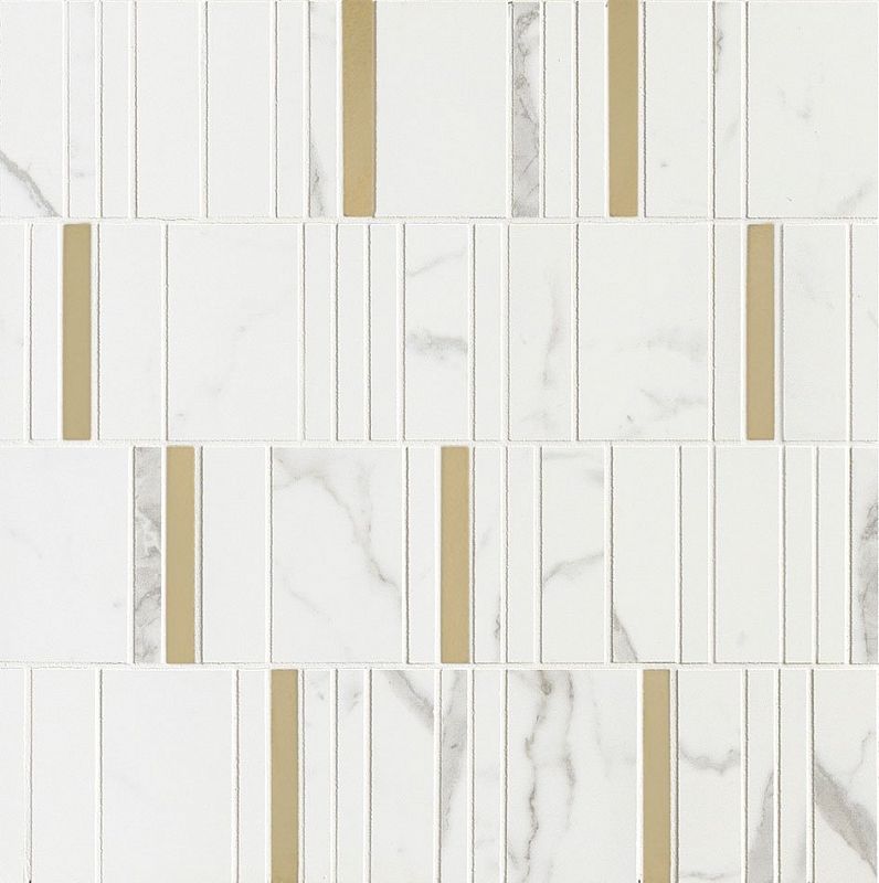 M8H9 На стену Allmarble Statuario Mosaico Barcode Lux