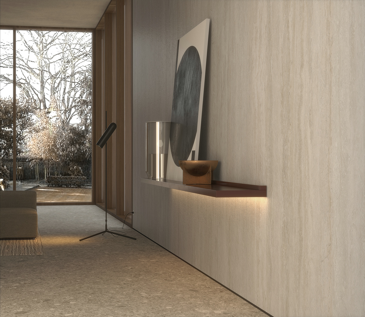 На пол Cave Stone Beige White Спеченный камень 1200x2700x6 - фото 6