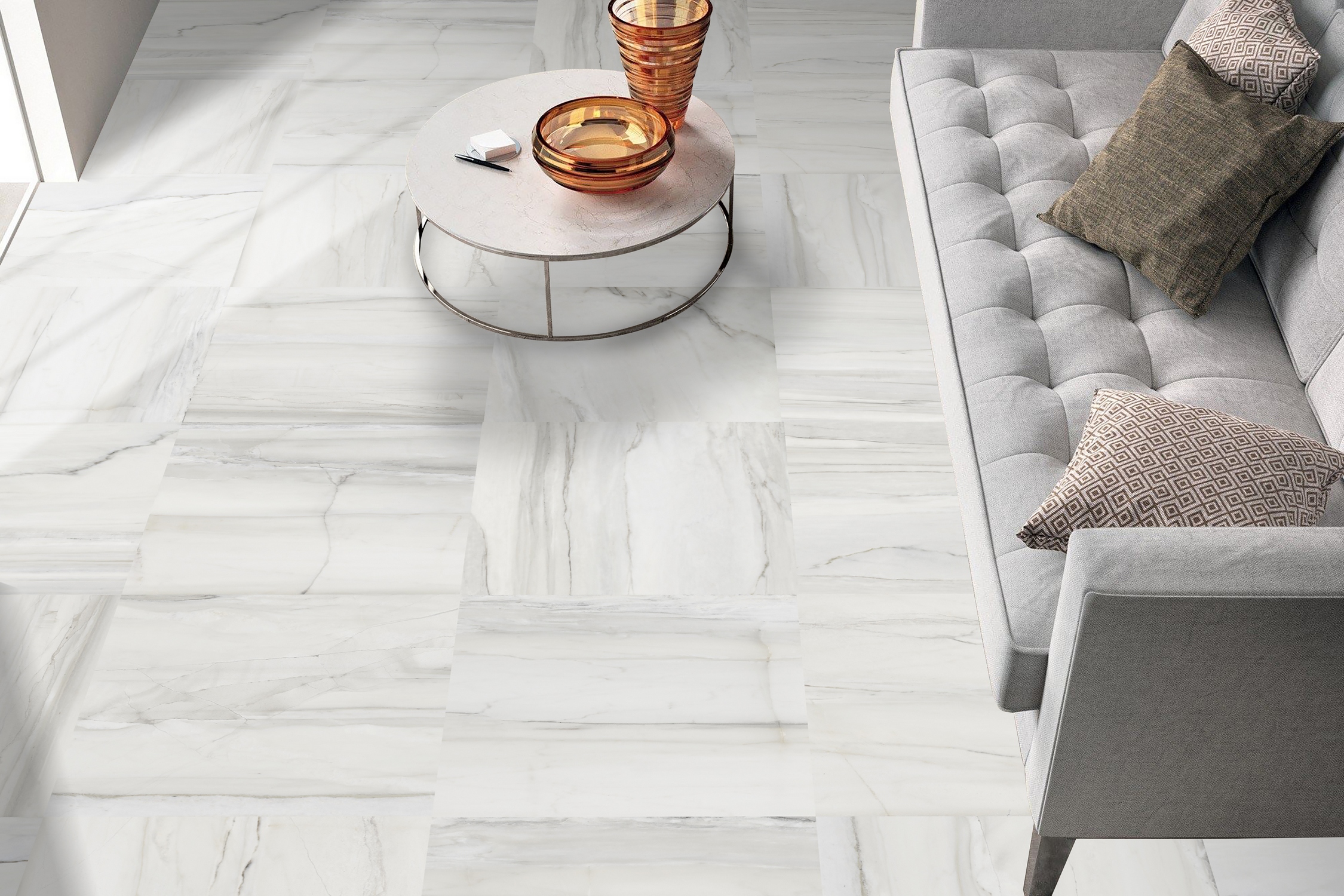 GR06 Напольный Мрамор Серо-коричневый матовый 600x600 - фото 5