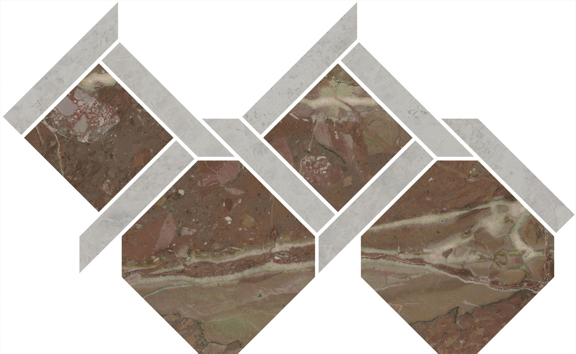 ID165 Декор Риальто 1 наборный лаппатированный 48x29.5x0.9 - фото 2