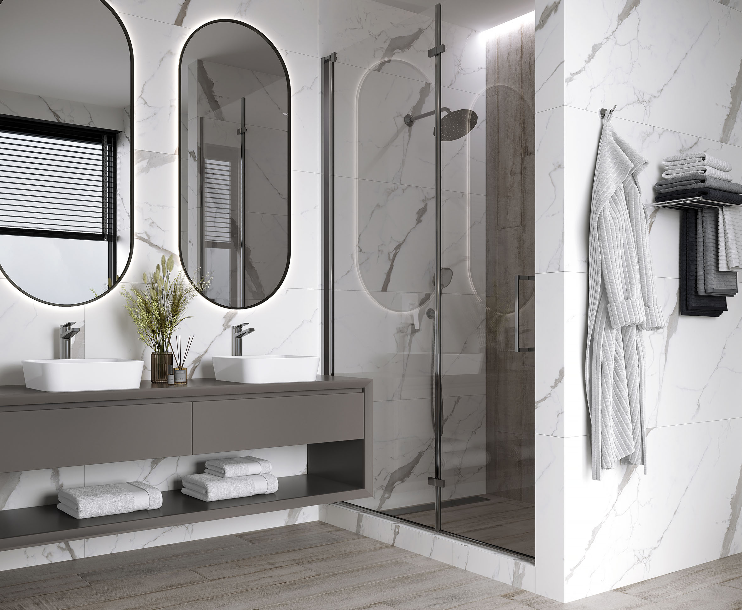 На пол Venatino Grey Белый Сатинированный Карвинг - фото 9