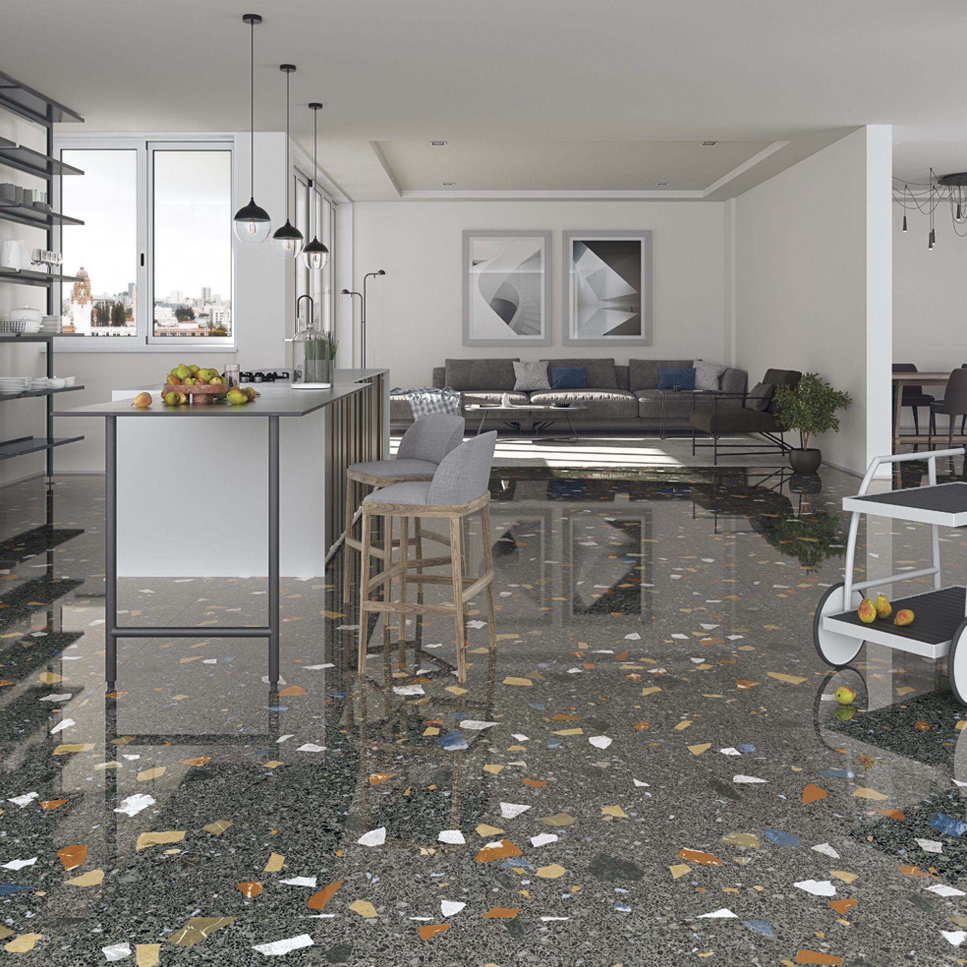 8P35 На пол Stracciatella R Nacar Polished 79.3x79.3 - фото 4