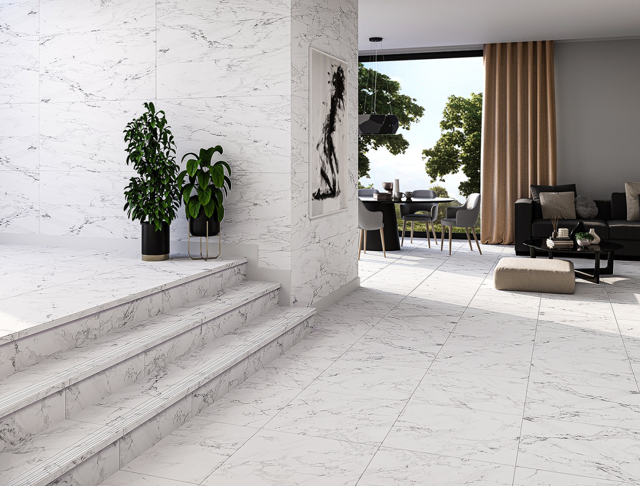 NR0334 Ступень New Calacatta Серые светлые 30x120 - фото 2