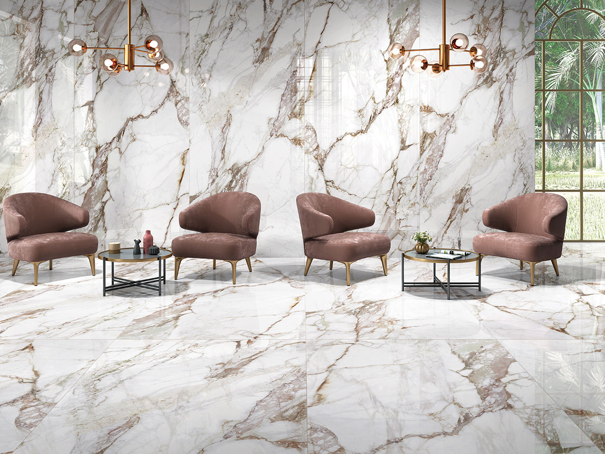 На пол Calacatta Rose High Gloss 120х278х6 - фото 2