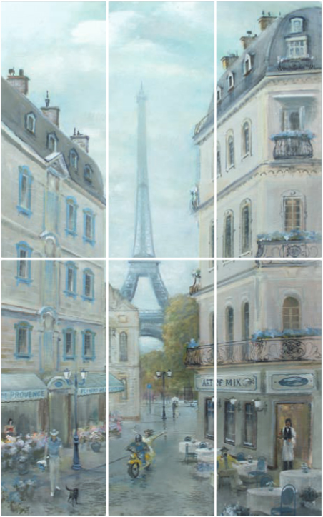 VB/A14/6x/7071 Панно Кантри Шик Париж из 6 шт
