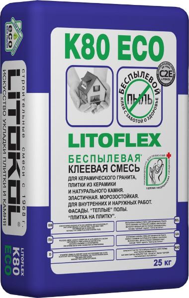  Клей на цементной основе K80 LITOFLEX ECO 25 кг