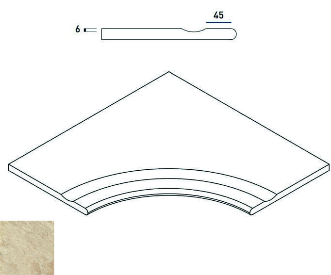620090000366 Бордюр Climb X2 Роуп Борт60х60 с Выемкой Угловой Закругленный Натуральный