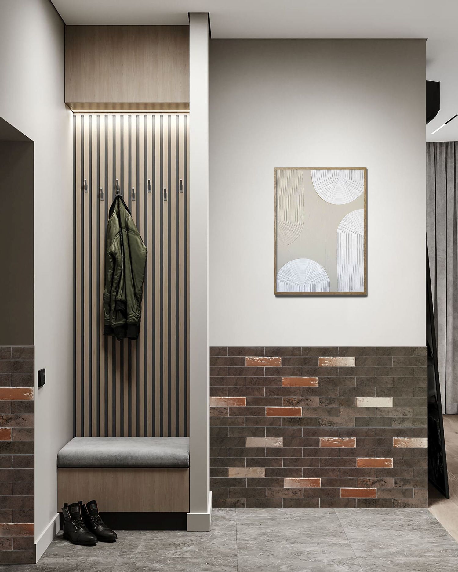 На стену Иллинойс 2 серый 6.5х24.5 - фото 7