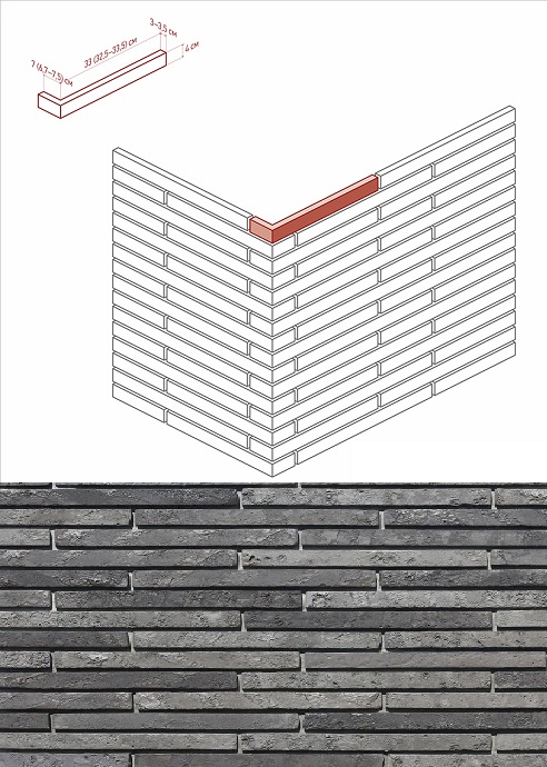 698-85 На стену Бран Брик Design угол 33х4