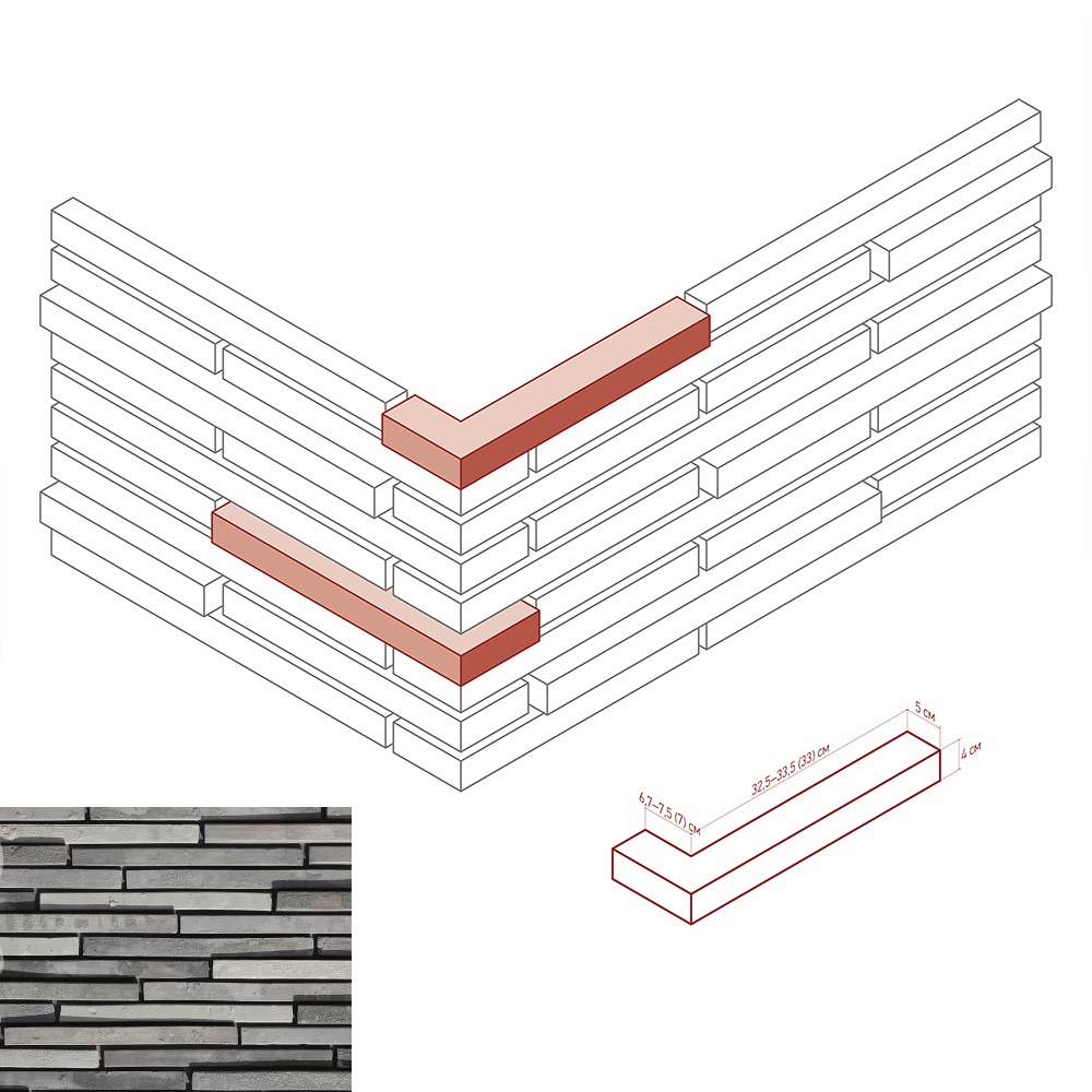 693-88 На стену Реген Брик 693-88 3D Design угол
