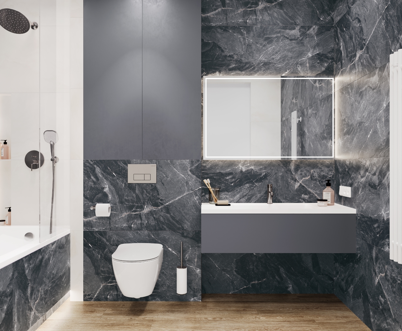 На пол Jerico Nero Чёрный матовый карвинг 60х120 - фото 11