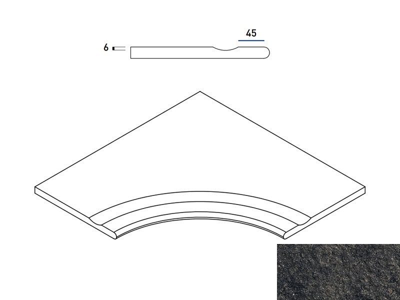 620090000662 Бордюр Room X2 Блэк Бортик 60x60 с Выемкой Угловой Закрытый Натуральный