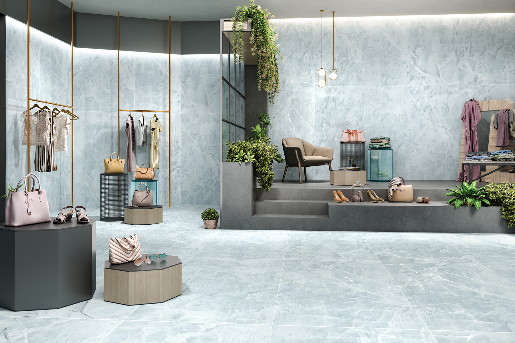 На пол Opal Mint Blue Lush Plus 60x120 - фото 2