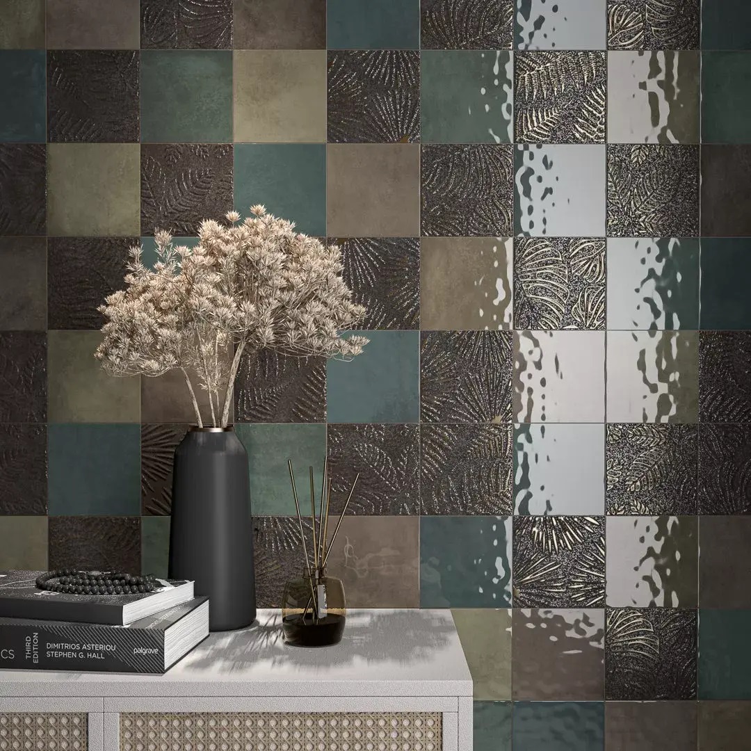 KMD3STA003BN Декор Фес Зелёный тёмный глянцевый 15x15x0.77 - фото 11