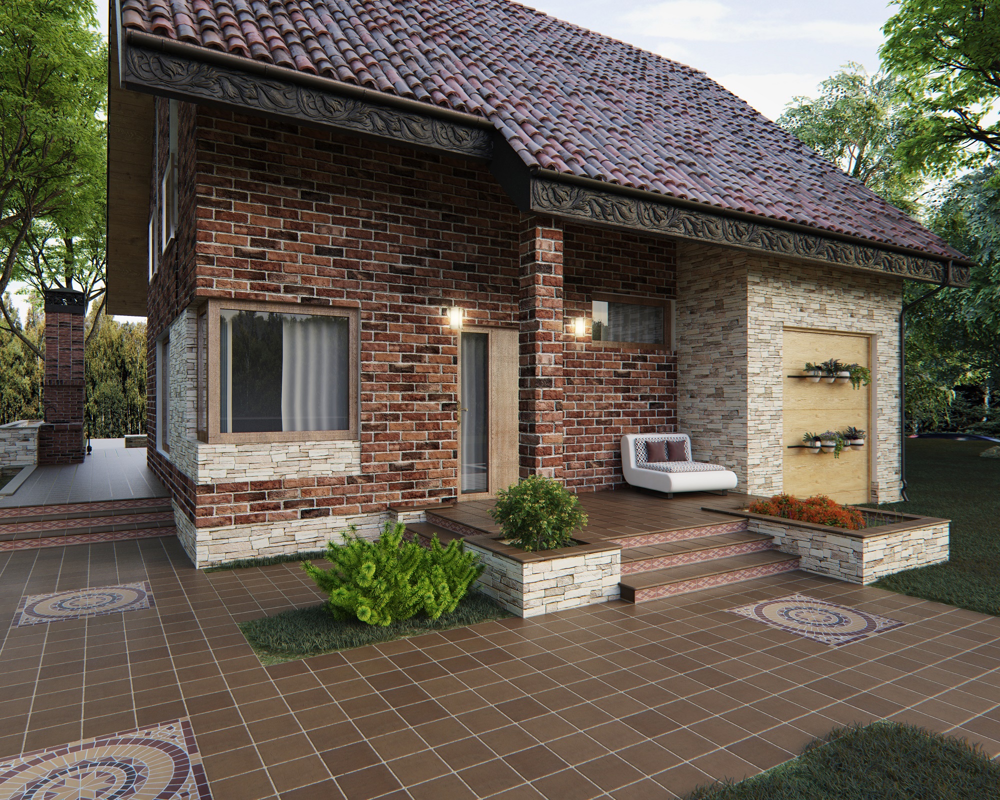 фасад дома из термопанелей. отделка наружных стен камнем. кирисс фасад клинкерный кирпич. дом обшитый плиткой. фасад керамика термопанели.