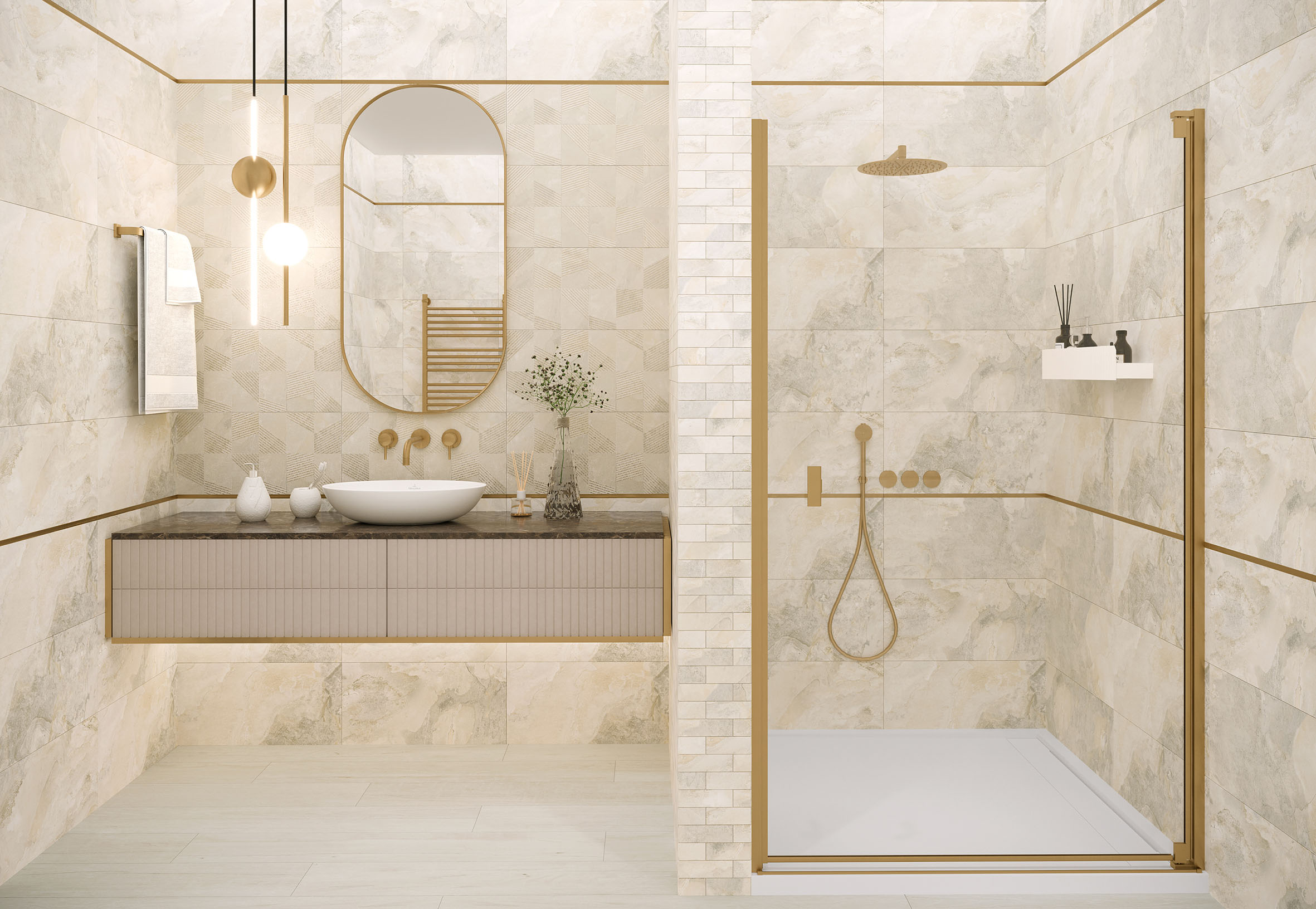 Бордюр Arno Метал. Золото Глянцевое 60x1.5 - фото 3