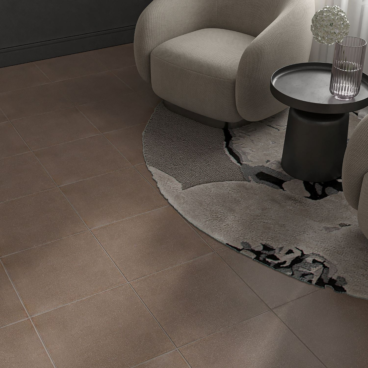 На пол Грес 0439 тёмно-коричневый 400x400x8 - фото 2