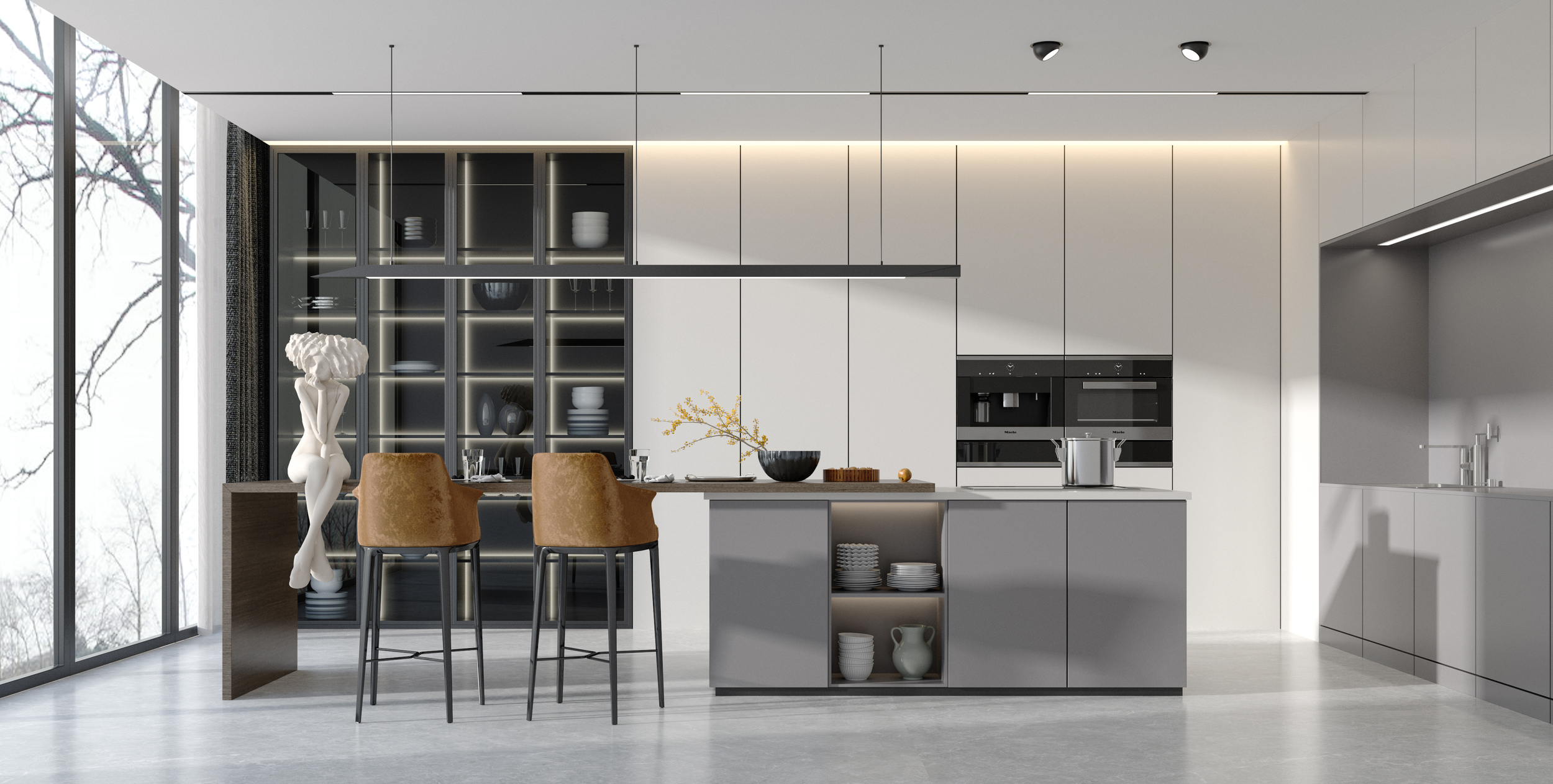 На пол Khaki White Спеченный камень бархатный 1200x2700x6 - фото 3