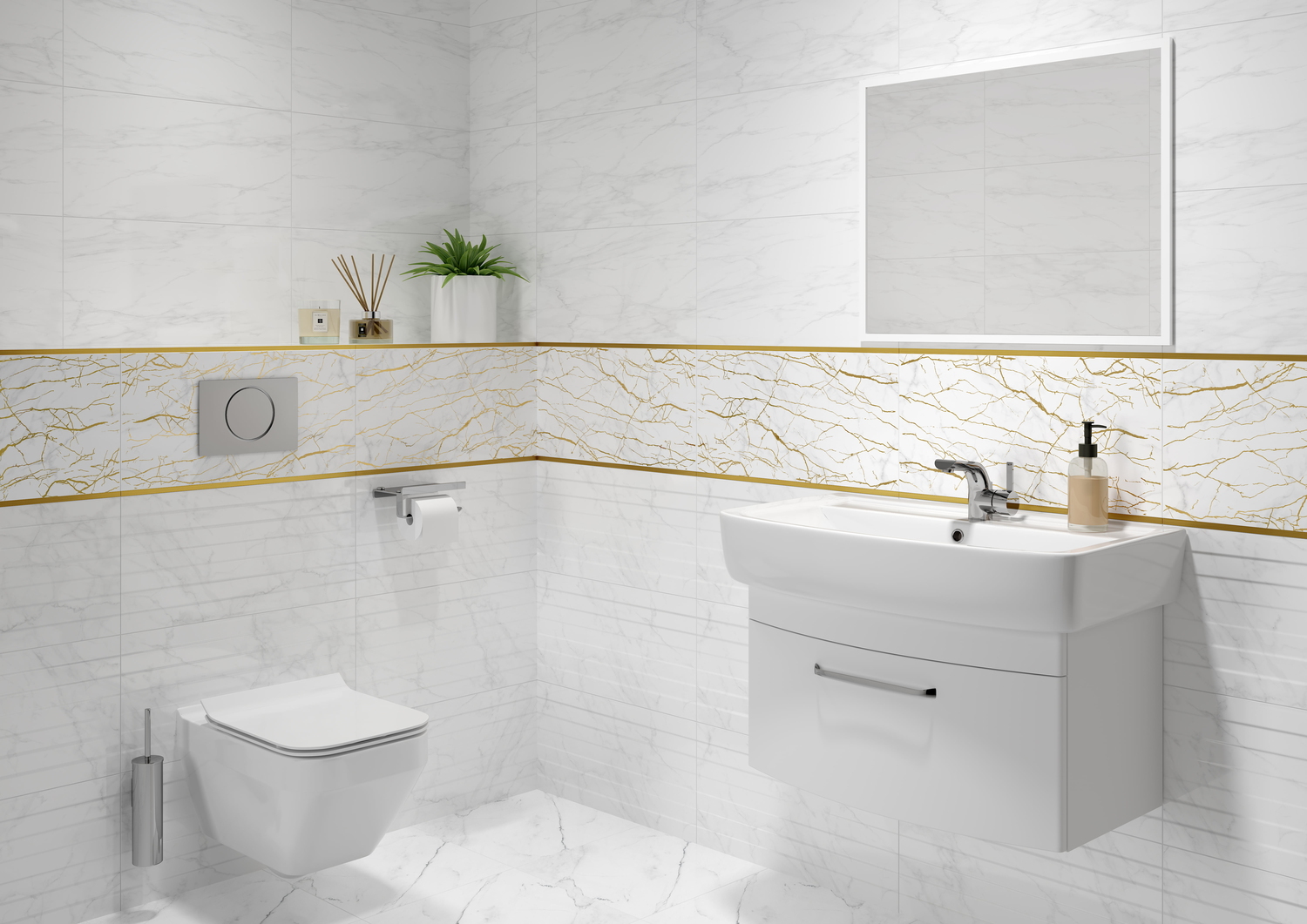 15925 Декор Calacatta Белый шеврон - фото 8