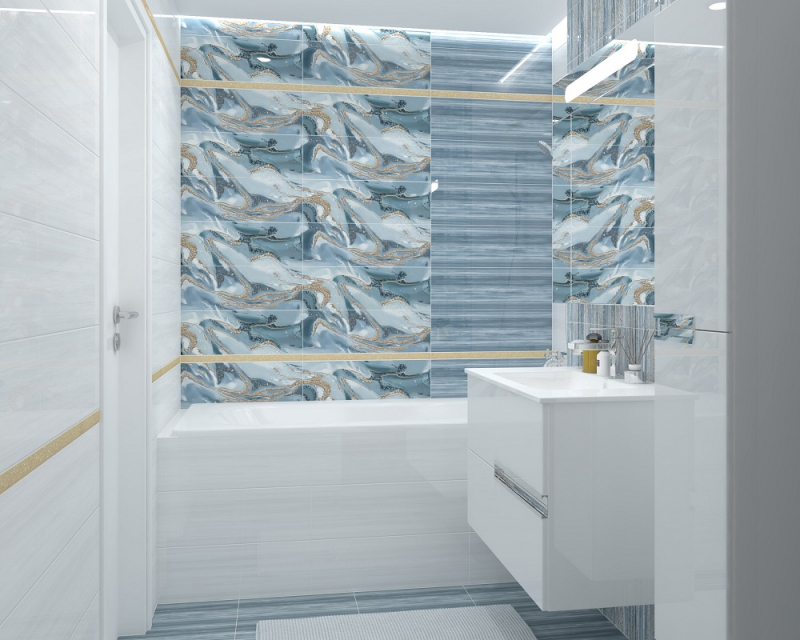 DWA11TOR626  Декор Tori Синий Полосы 7.5мм - фото 5