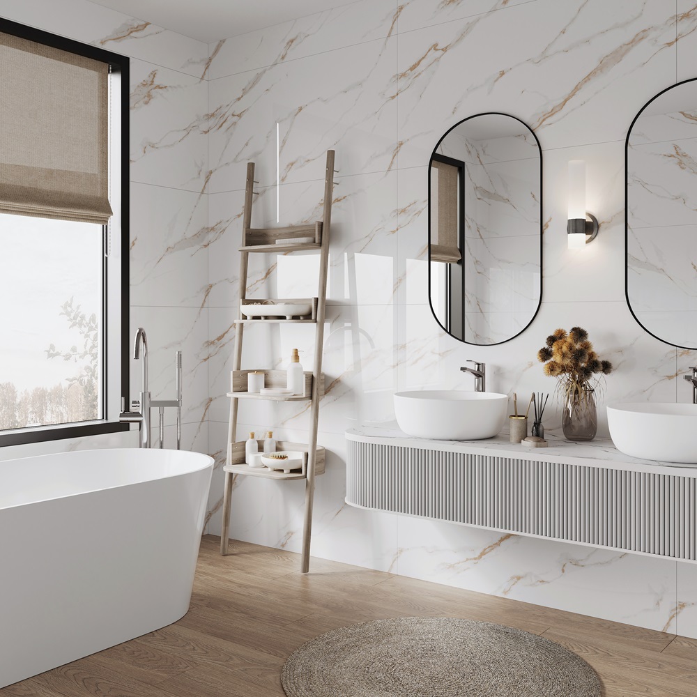 На пол Calacatta Sharp Gold Белый Полированный 60х60 - фото 16