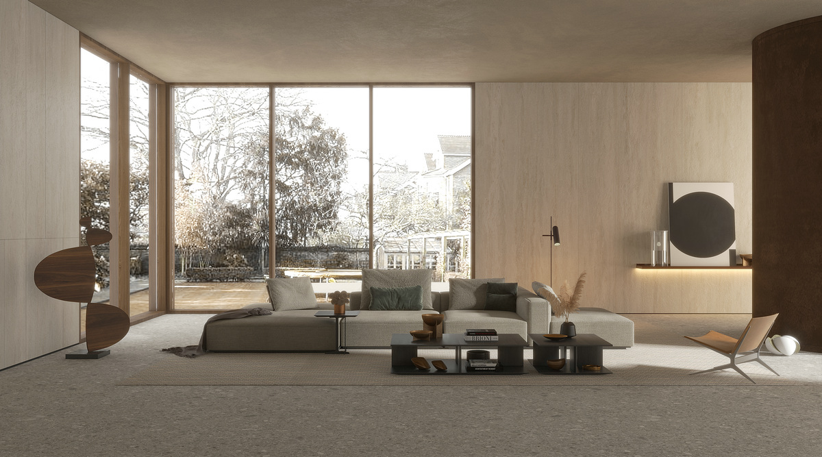 На пол Cave Stone Beige White Спеченный камень 1200x2700x6 - фото 7