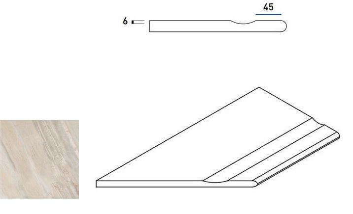 620090000200 Бордюр Magnetique X2 Минерал Уайт Бортик 30x60 с Выемкой Закругленный Левый Натуральный
