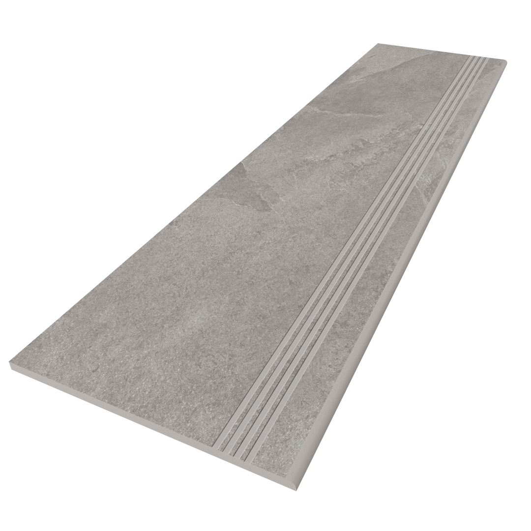 Steptrade/TE02_NS/30x120x9 Ступень Terra TE02 Серый Неполированная с насечками 30x120x9