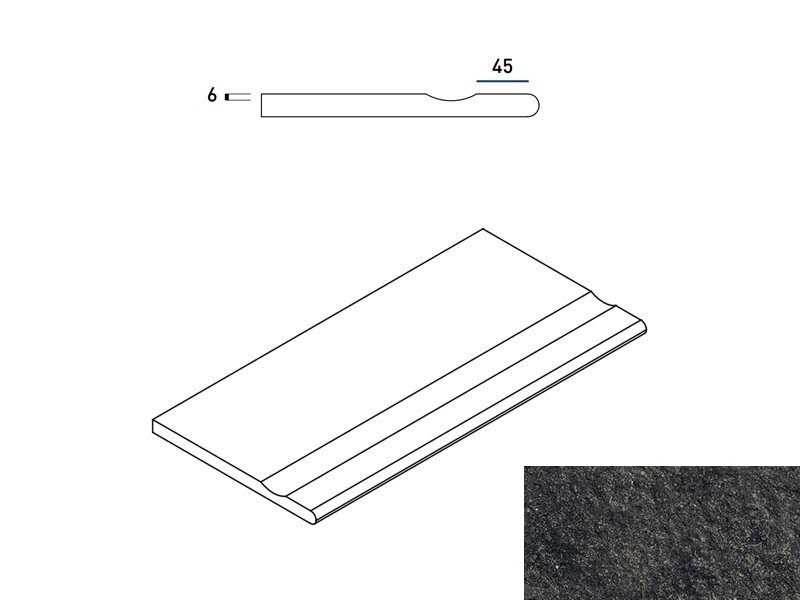 620090000664 Бордюр Room X2 Блэк Бортик 30x60 с Выемкой Закругленный Натуральный