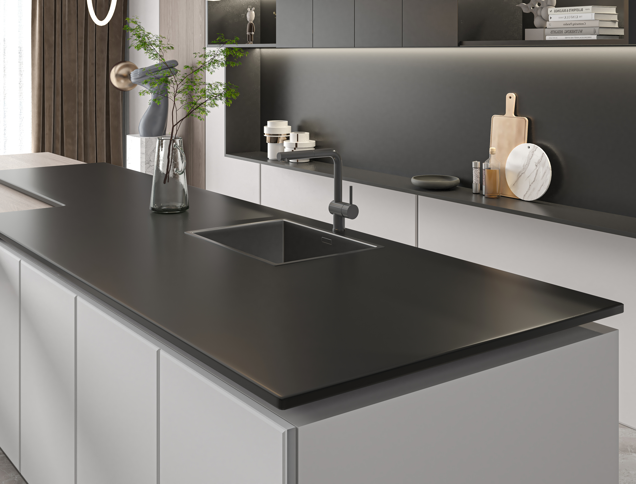 DB2M53BC-Y На пол Aurora Black Спеченный камень сатин текстурированный 1600x3200x12 - фото 3