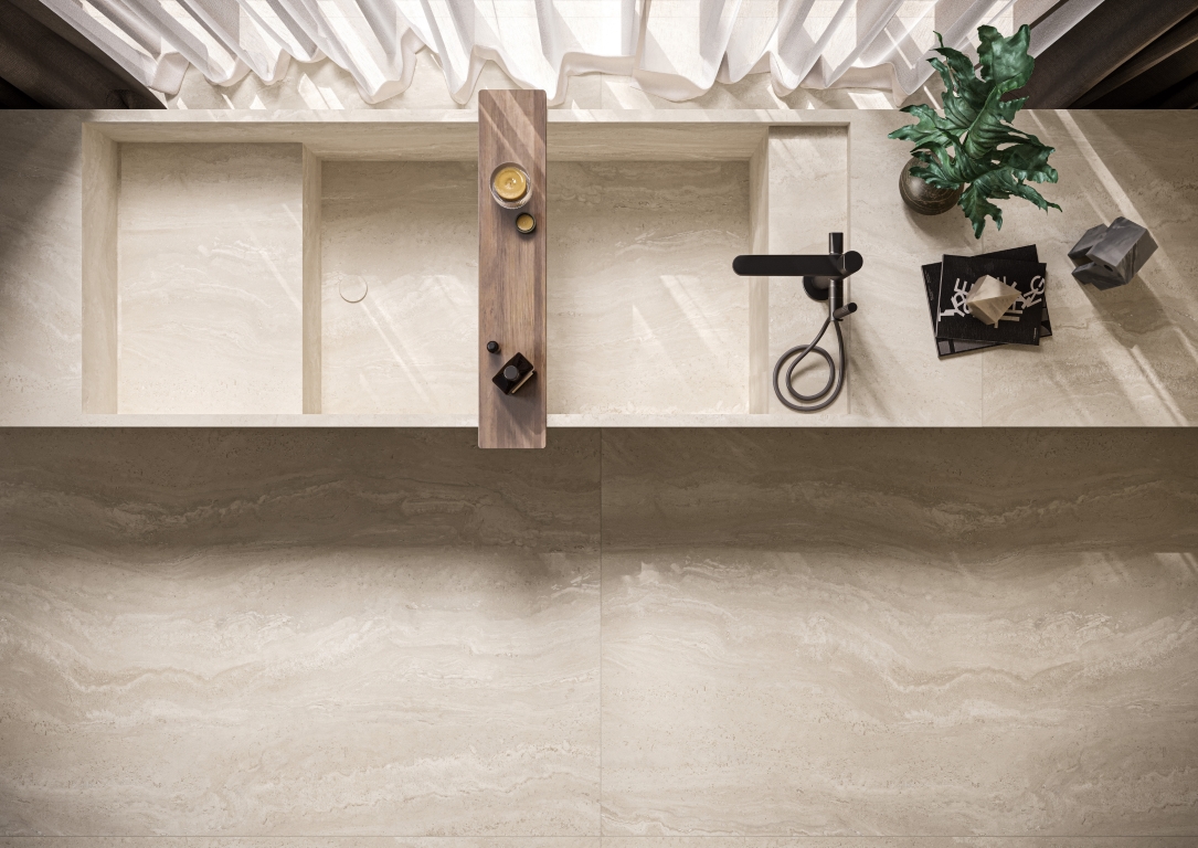 781136 На пол Authentic Luxe Pearl Travertine Matte 6mm 60x120 - фото 16
