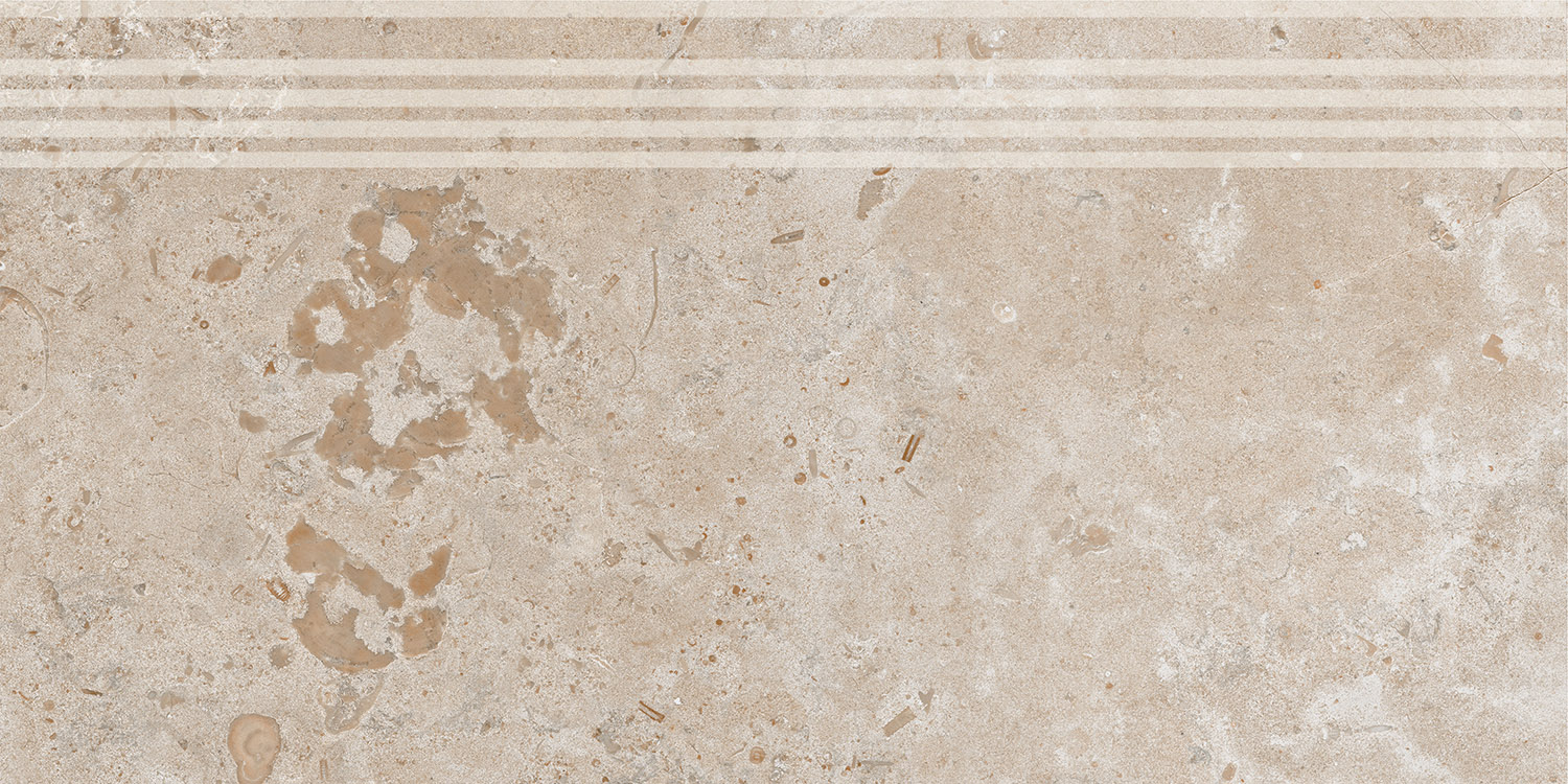 DD205420R/GR Ступень Про Лаймстоун Бежевый темный с насечками 9мм 60х30 - фото 2