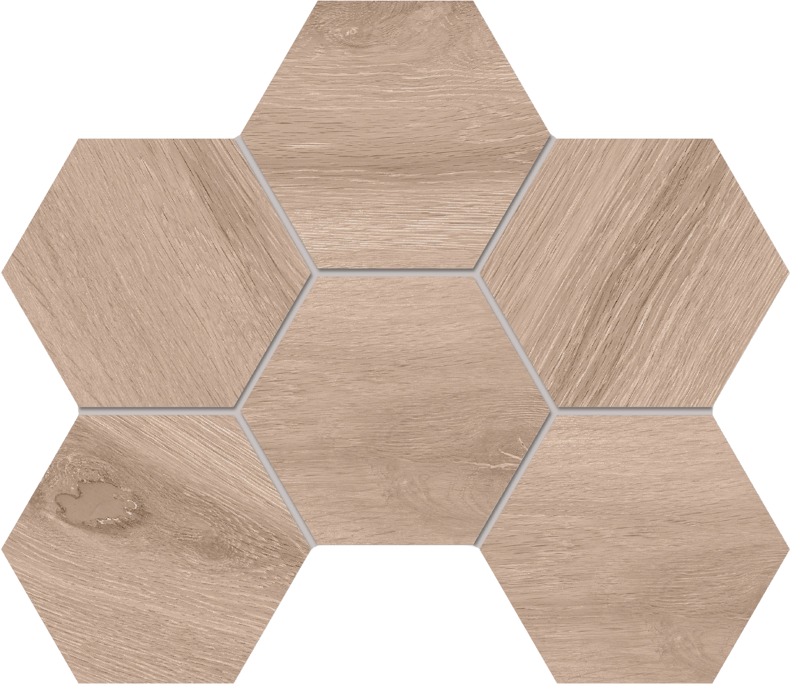 Mosaic/SI01_NS/25x28,5x10/Hexagon Декор Selection SI01 Oak Hexagon 25x28.5 Неполированная