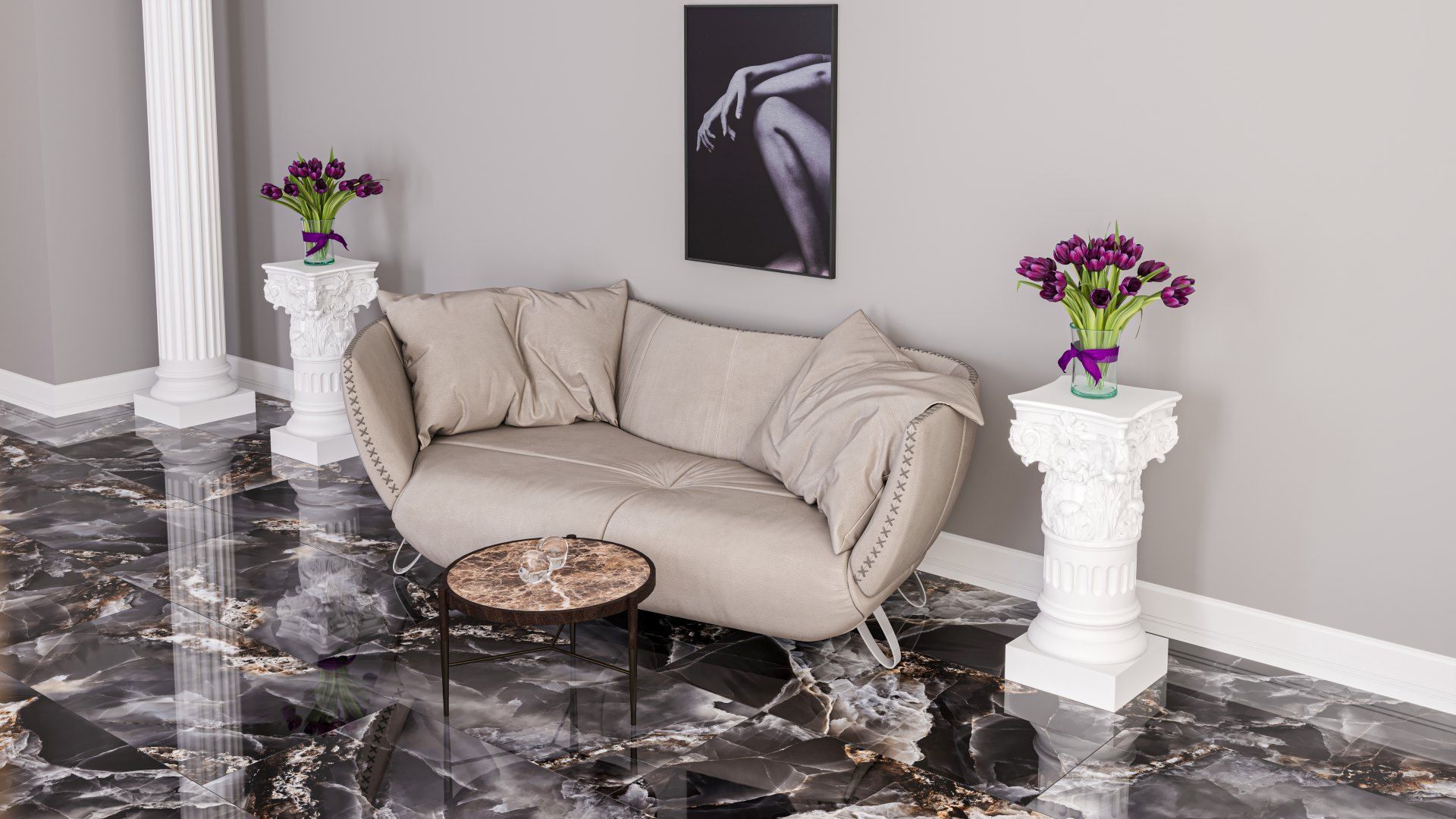 N20352 На пол Luxury Arabesque Grey Polished 60x120 - фото 16