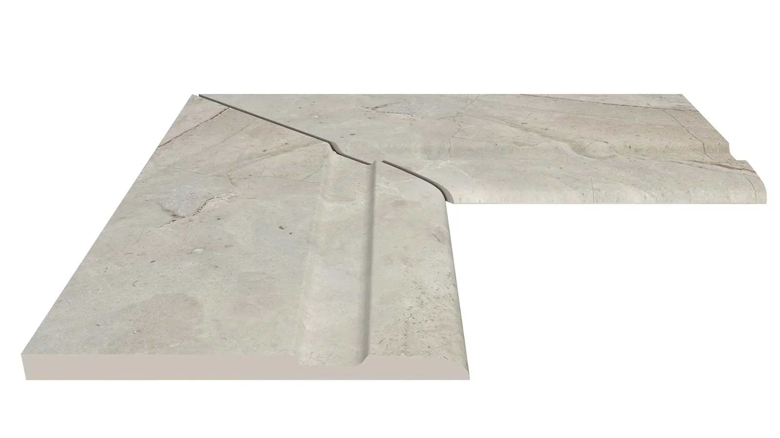 Бордюр Terrace Antislips Natural Series Угол фарфорового поручня внутренний 90 Beige Stone 25x50