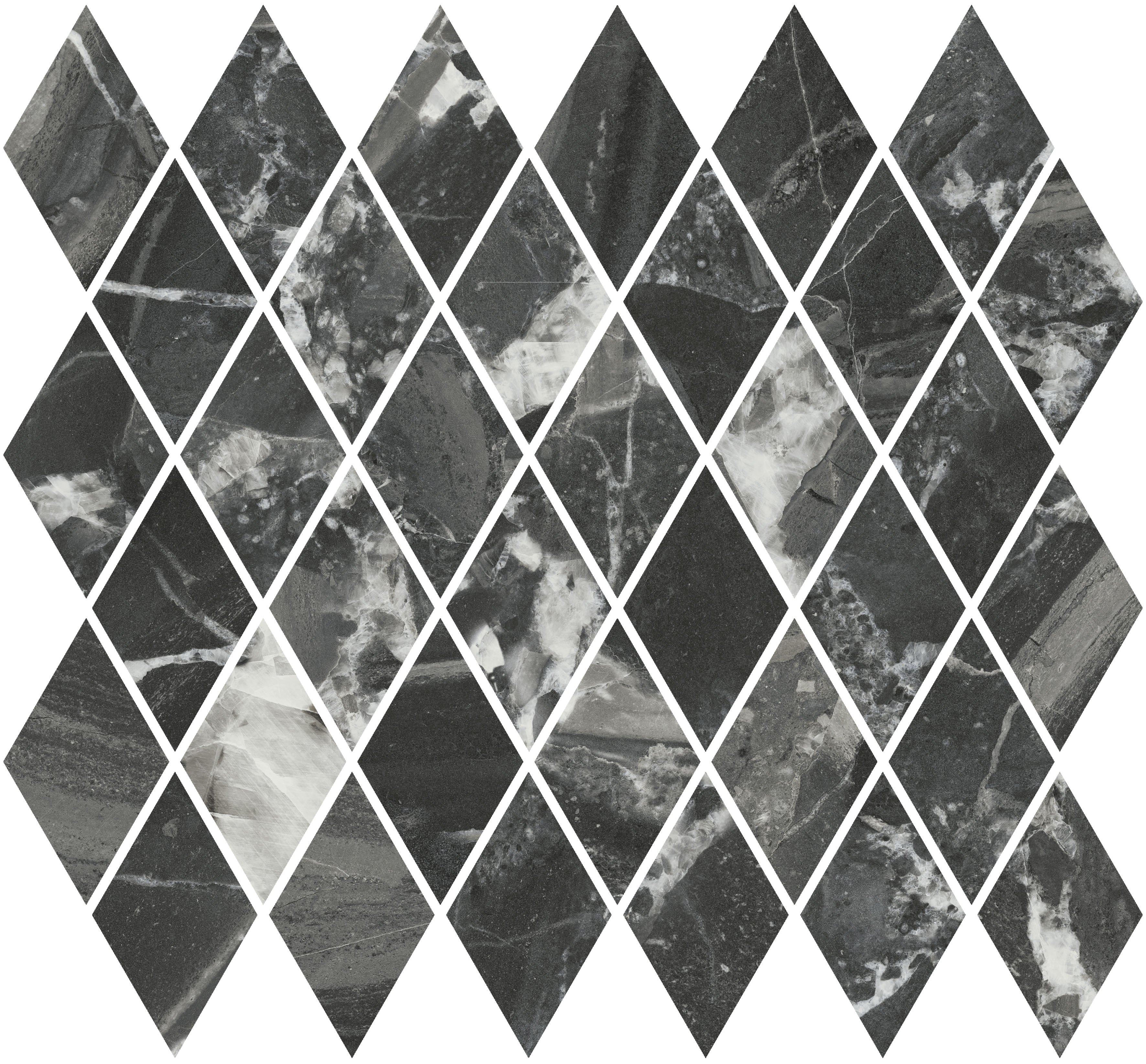 T054/48007 Декор Риальто Мозаичный чёрный глянцевый 37.5x35x1 - фото 3