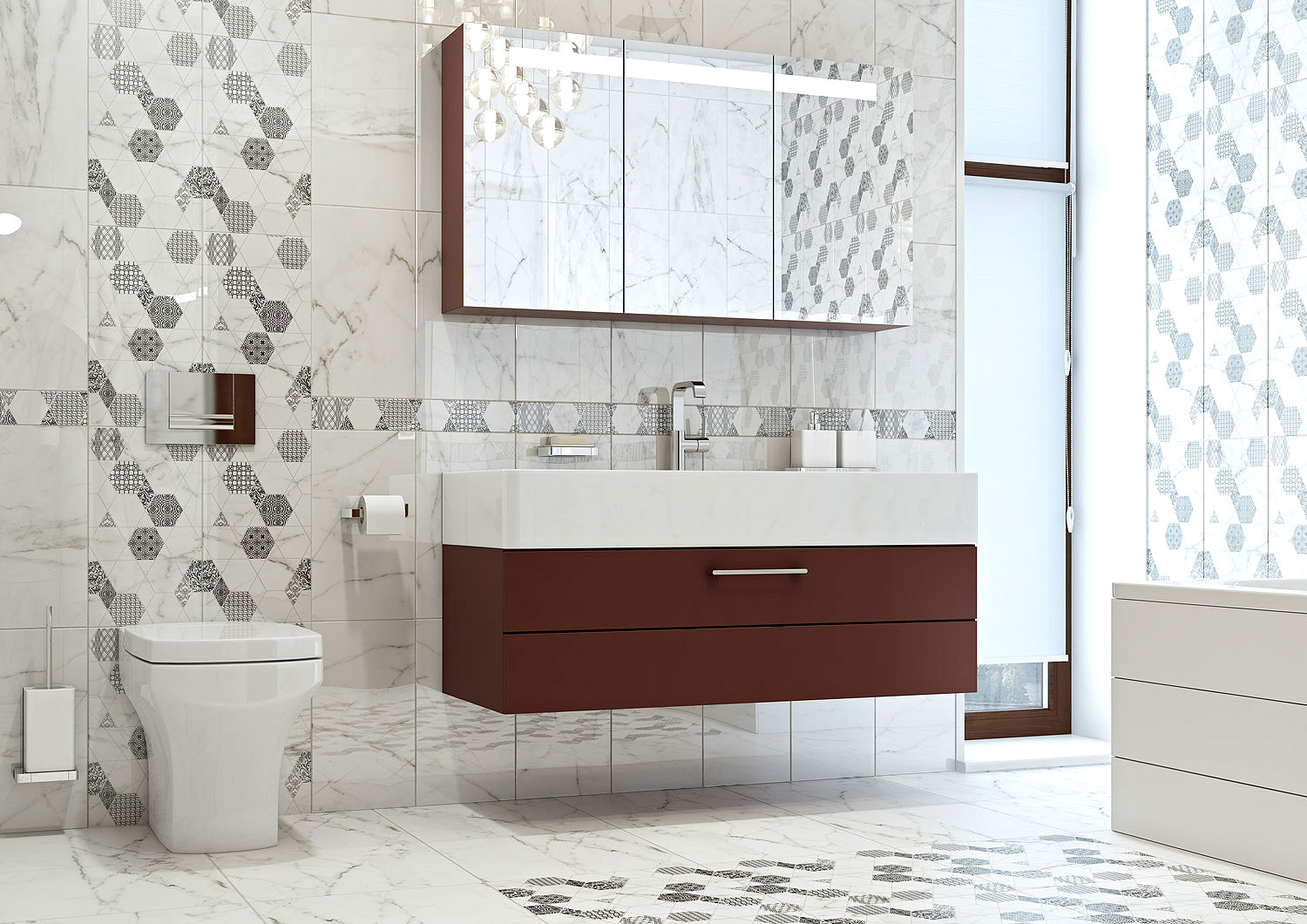 1045-0115 На стену Каррарский Мрамор Белая 25х45 - фото 2