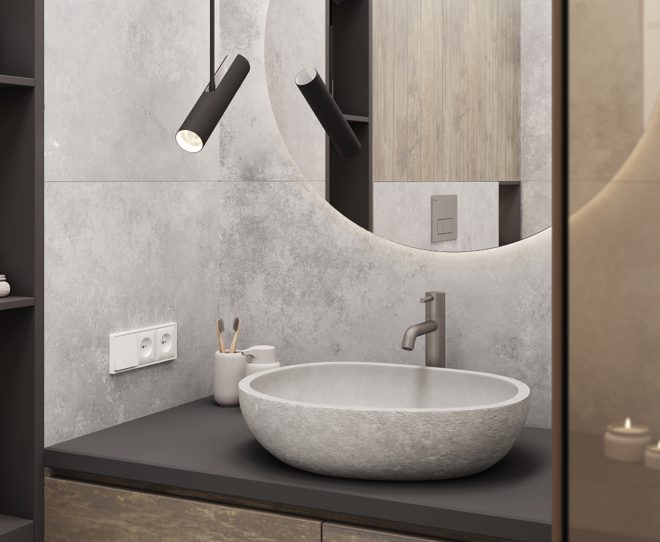 На пол Illusion grey Серый матовый+гл.чернила STR 60х120 - фото 11