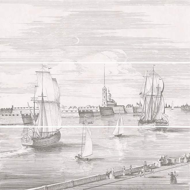 12108R/3x/3F Панно Город на воде Серый обрез