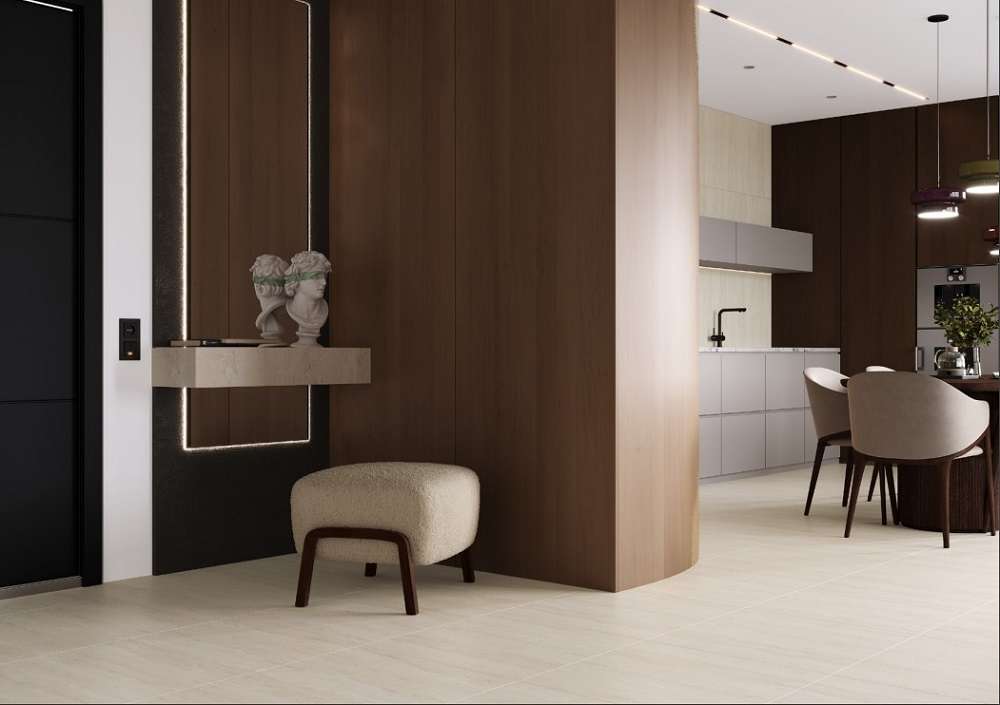 На пол Quasar Кремовый 60x60 Сатинированный Карвинг - фото 2