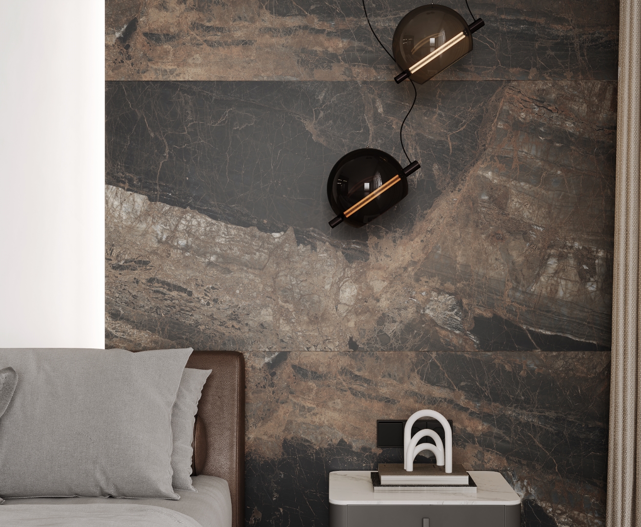 На пол Lunar Marron Коричневый матовый+гл.чернила 80х160 - фото 8