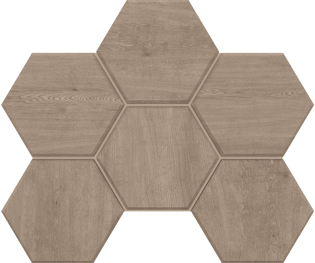 Mosaic/CW02_NR/25x28,5/Hexagon Декор Classic Wood CW02 Dark Grey Hexagon Неполированный 28.5x25