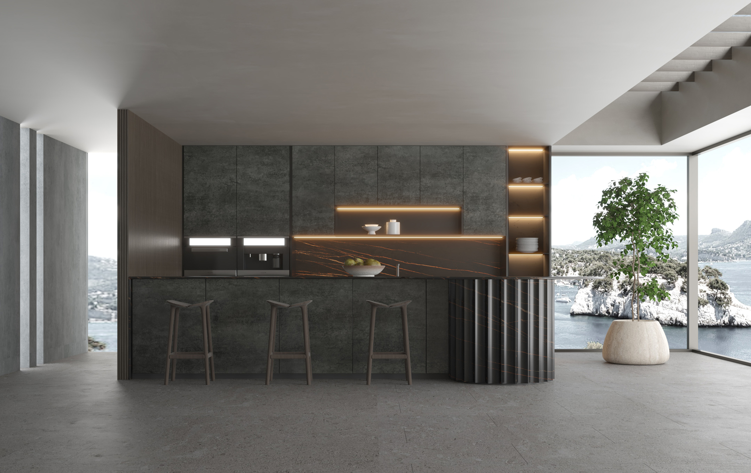 На стену Volcanic Black Matt Спеченный камень 1200x2700x3 - фото 3