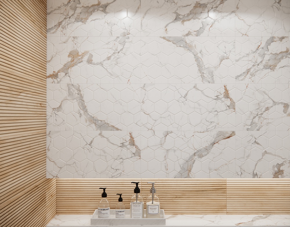 На стену Sandra White Mat Hex 30x60 - фото 8