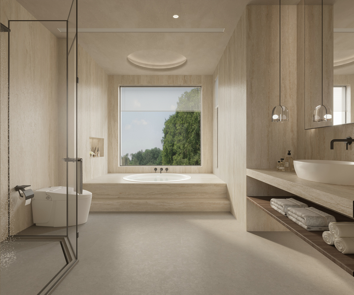 На пол Cave Stone Beige White Спеченный камень 1200x2700x6 - фото 5