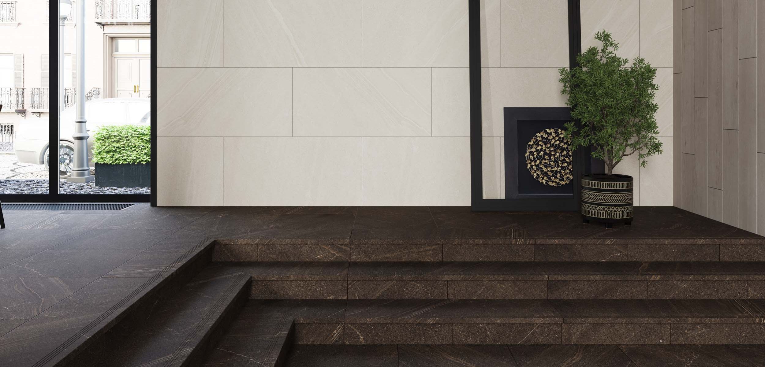 Set/Steptrade/GB01_NS/33x120/S1/Stripe/GB01_NS/14,5x120 Ступень Gabbro GB01 White неполированная прямоугольный бортик  подступенник 33x120 - фото 12