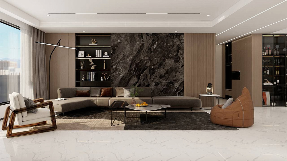 BHW-0021  На пол Calacatta White Polished (Sinking Ink) 600x1200x9 - фото 5