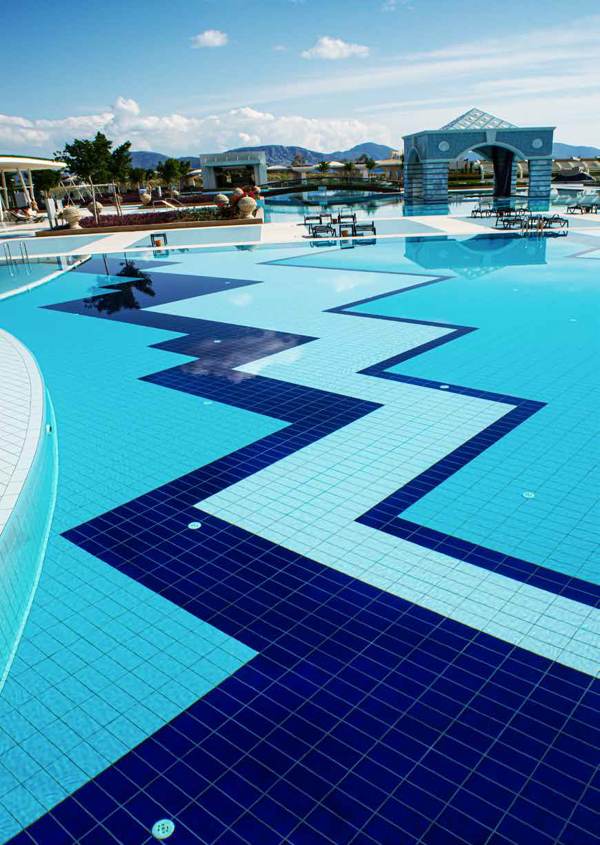 K107 Декоративная вставка Olympic Series Внутренний переливной водоотводный канал Cobalt 15x24.5 - фото 8