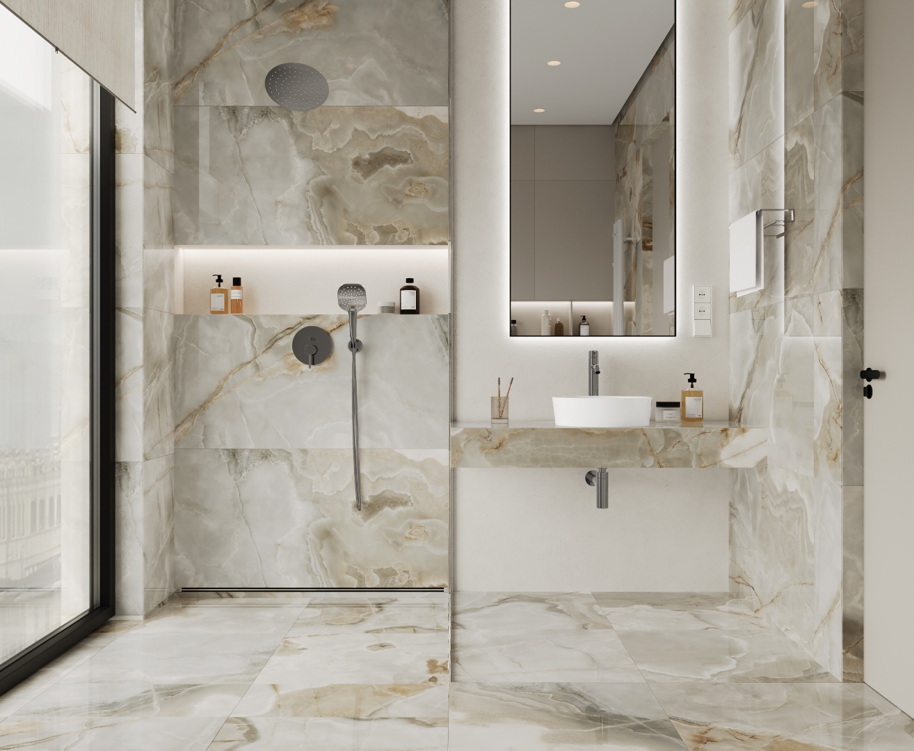 На пол Onyx Newest Бежевый полированный 60х120 - фото 11