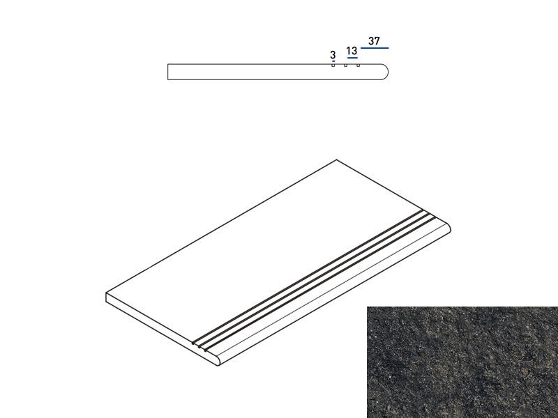 620040000101 Ступень Room X2 Блэк Закругленная Грип 30x60
